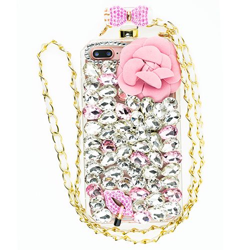 Handmade Pink Flower Bling Bottle Iphone 7/8 Plus - Bling Cases.com