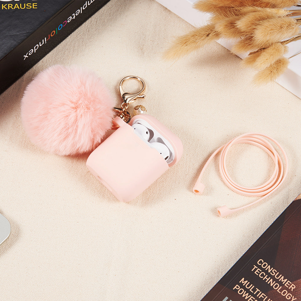 Furry Ball Pink Airpods 1/2 - Bling Cases.com