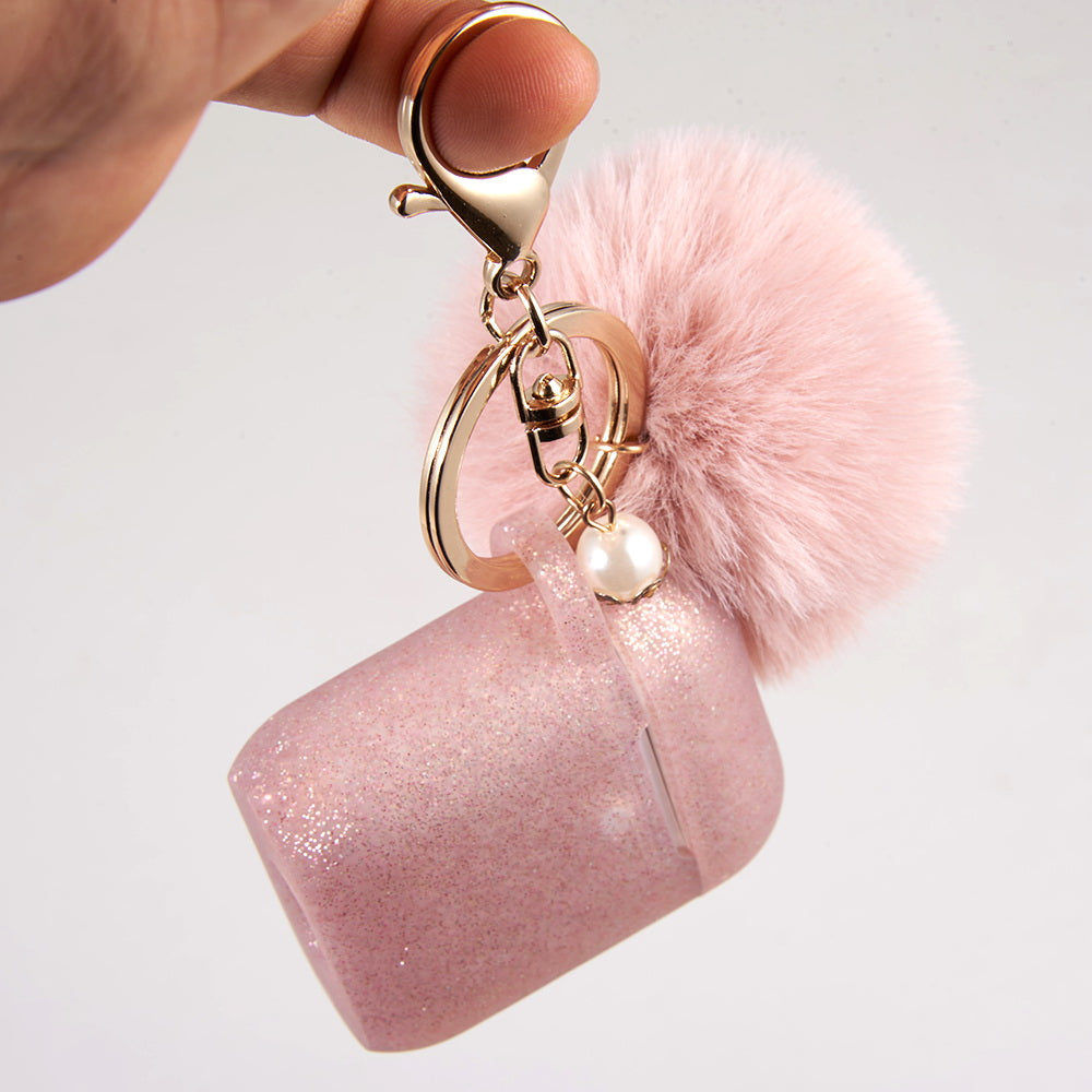 Furry Ball Rose Gold Airpods 1/2 - Bling Cases.com