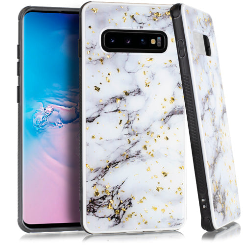 Marble Flake White Case Samsung S10 - Bling Cases.com