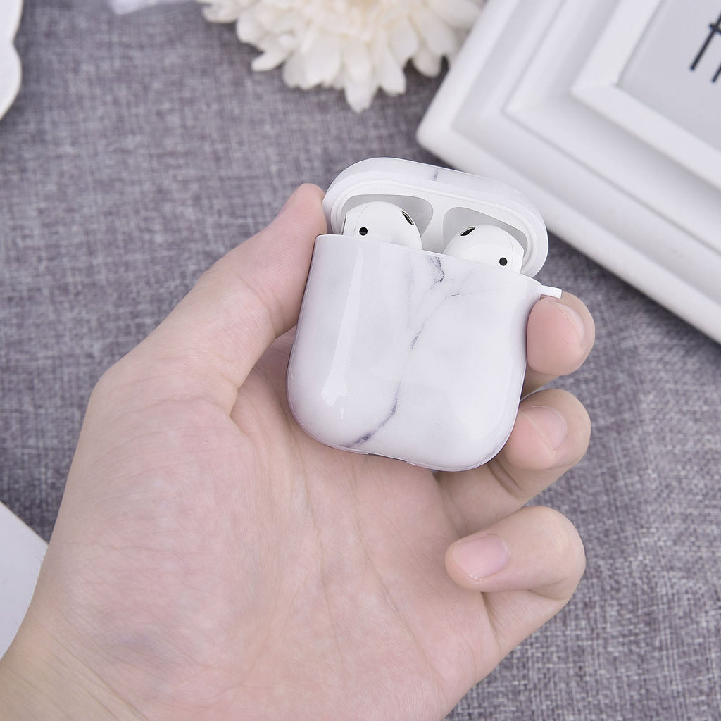 White Marble Airpods 1/2 - Bling Cases.com