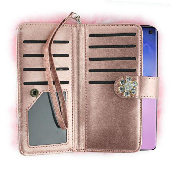 Fur Detachable Wallet Light Pink Samsung S10