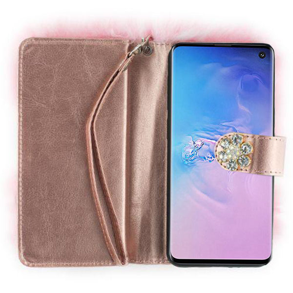 Fur Detachable Wallet Light Pink Samsung S10