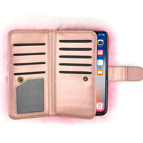 Fur Detachable Wallet Pink Iphone 10