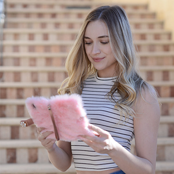 Fur Light Pink Wallet Detachable Samsung S21 Ultra