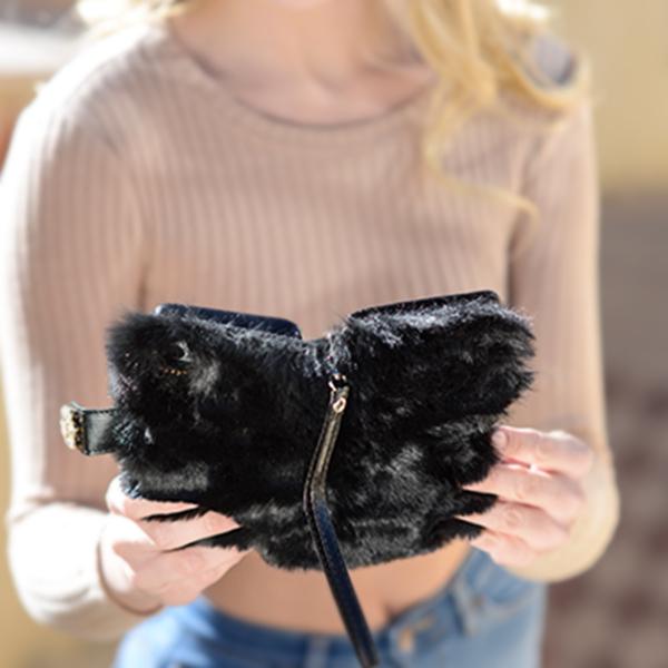 Fur Black Wallet Detachable Note 9