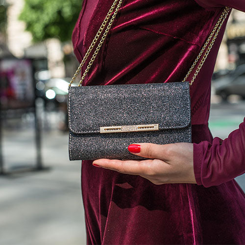 Glitter Detachable Purse Black Iphone 11