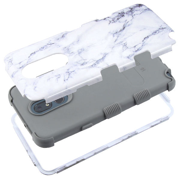 White/Grey Marble Hybrid Stylo 5 - Bling Cases.com