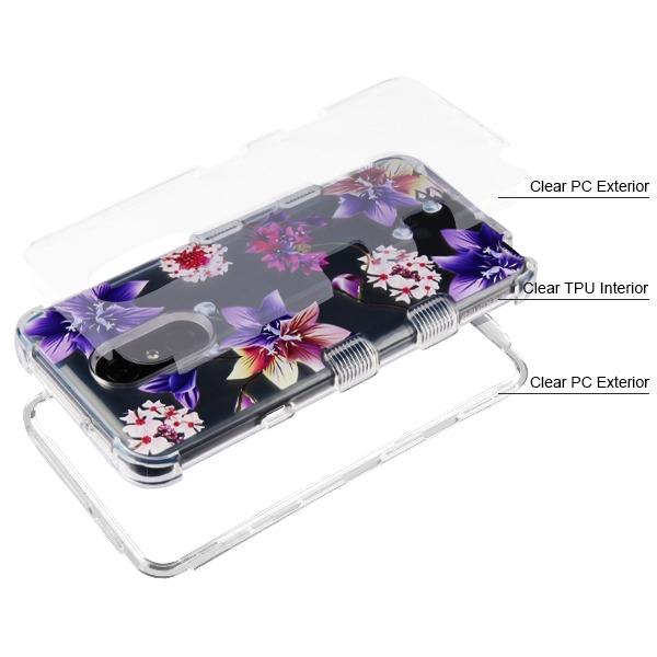 Hybrid Purple Flowers Case Lg Stylo 4 - Bling Cases.com