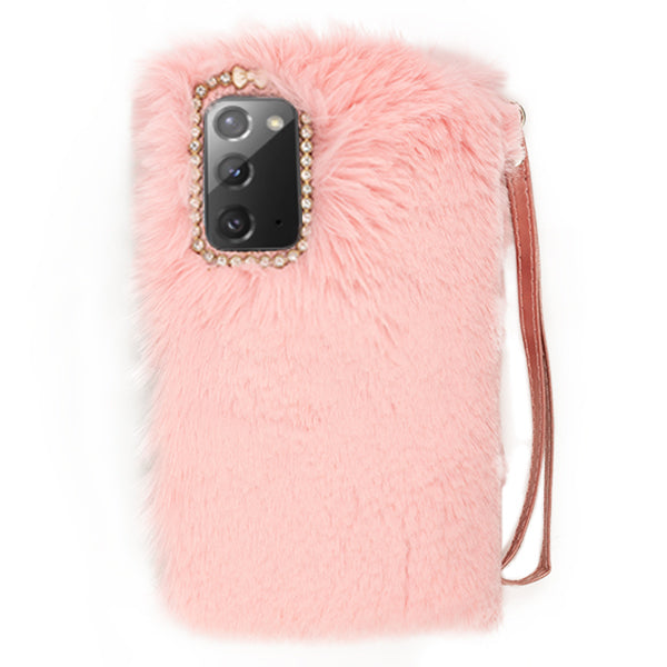 Fur Detachable Wallet Light Pink Samsung  Note 20