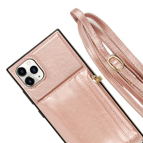 Crossbody Card Holder Rose Gold Case IPhone 13 Pro