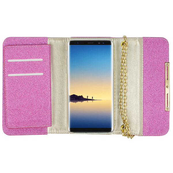 Glitter Detachable Purse Hot Pink Note 8