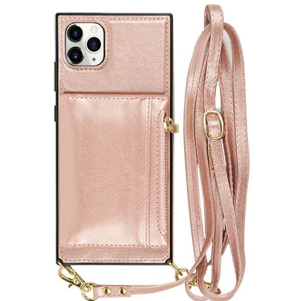 Crossbody Card Holder Rose Gold Case IPhone 13 Pro Max