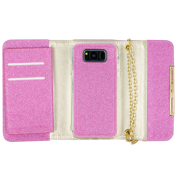 Glitter Detachable Purse Hot Pink Samsung S8