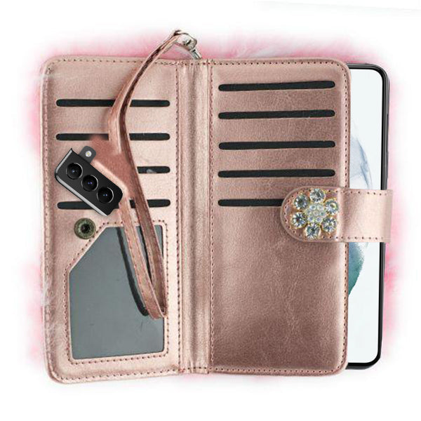 Fur Light Pink Wallet Detachable Samsung S22 Plus