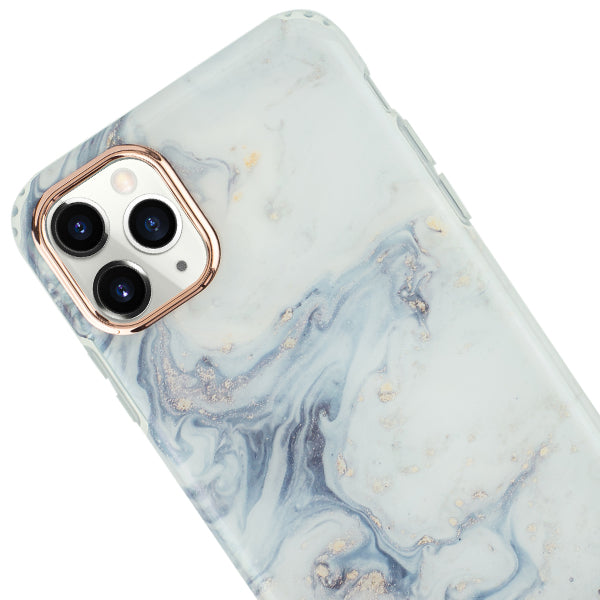 Marble Light Blue Swirl Rose Gold Trim Case Iphone 11 Pro