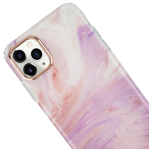 Marble Light Pink Swirl Rose Gold Trim Case Iphone 11 Pro Max