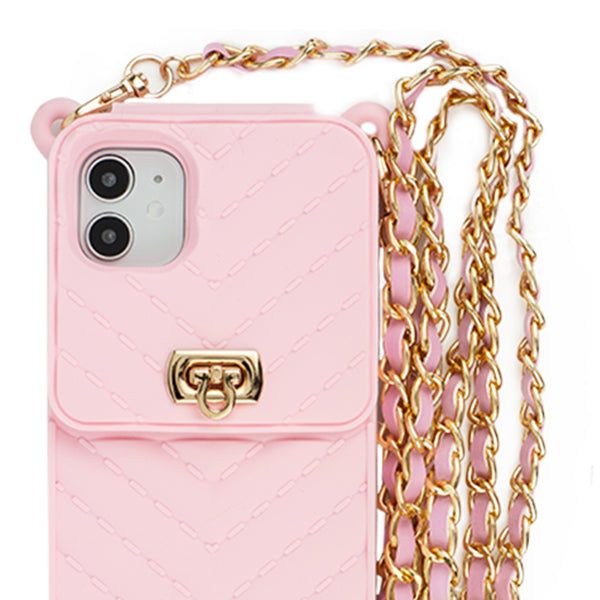 Crossbody Silicone Pouch Pink Iphone 12 Mini