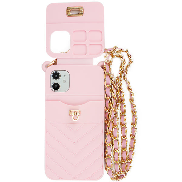 Crossbody Silicone Pouch Pink Iphone 12 Mini