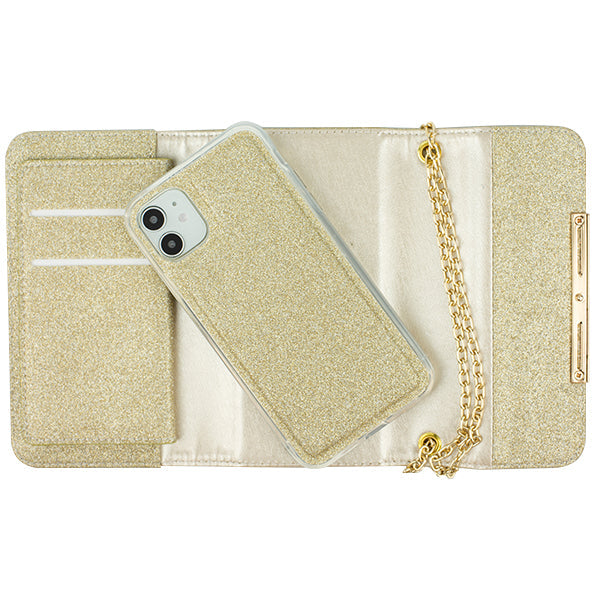 Glitter Detachable Purse Gold Iphone 11