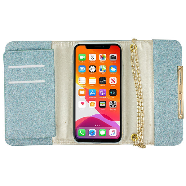 Glitter Detachable Purse Skyblue Iphone 11