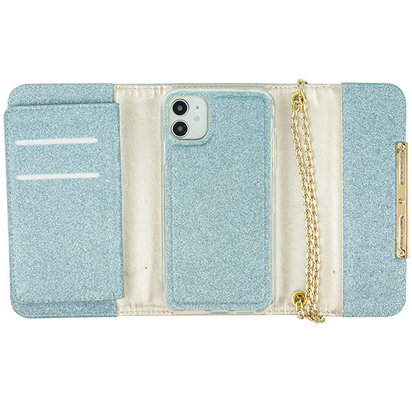 Glitter Detachable Purse Skyblue Iphone 11