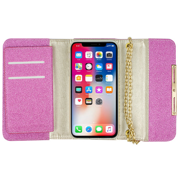 Glitter Detachable Purse Hot Pink Iphone 10/X/XS