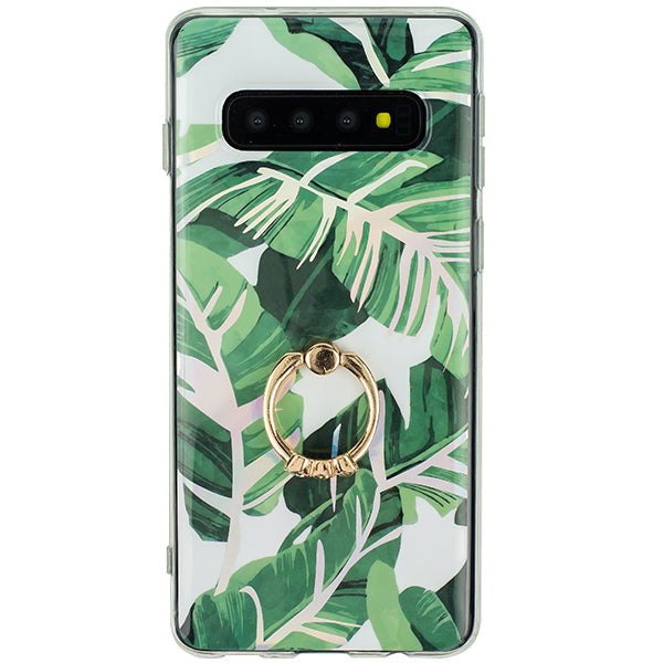 Green Leaves Ring Holder Case Samsung S10