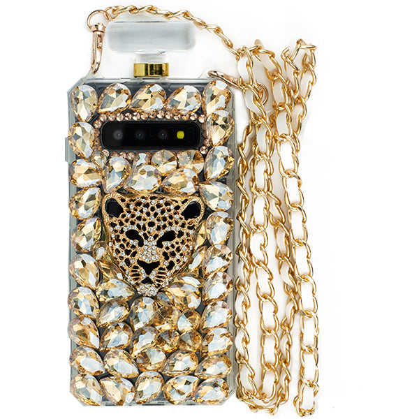 Handmade Gold Cheetah Bling Bottle Samsung S10