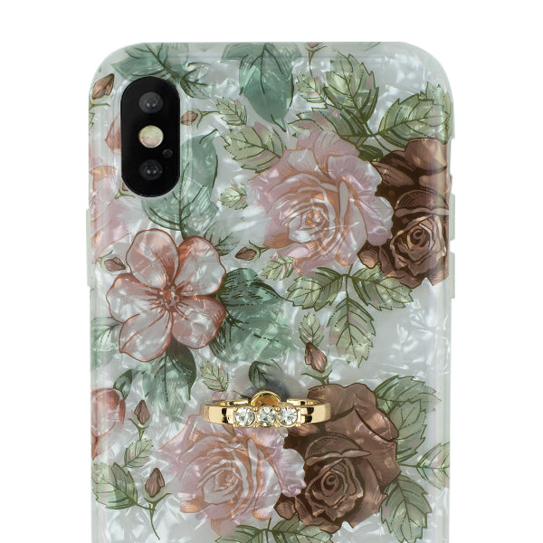 Flowers Pink Green Ring Skin Iphone 10