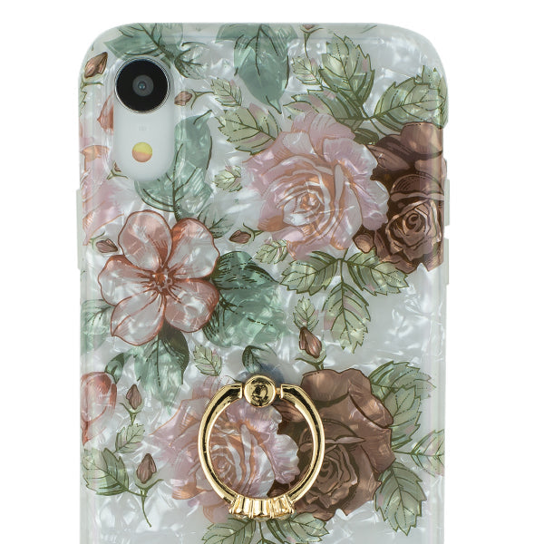 Flowers Pink Green Ring Skin Iphone XR