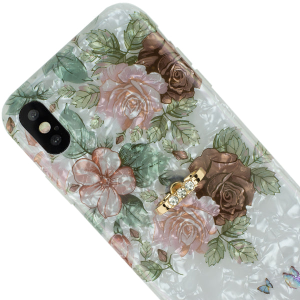 Flowers Pink Green Ring Skin Iphone 10