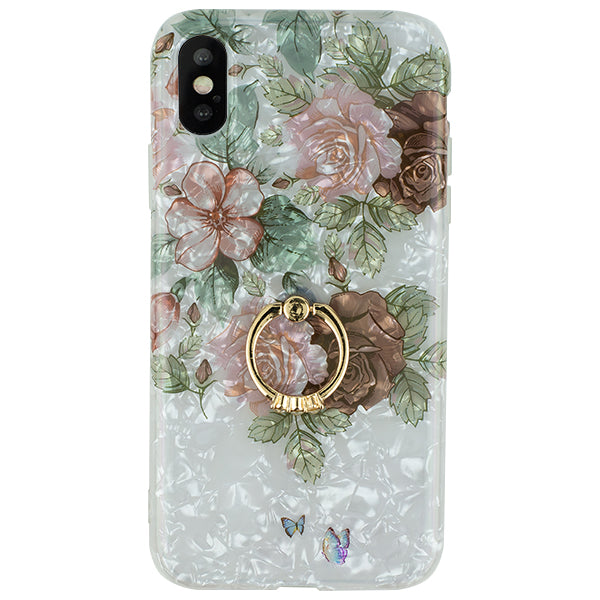 Flowers Pink Green Ring Skin Iphone 10