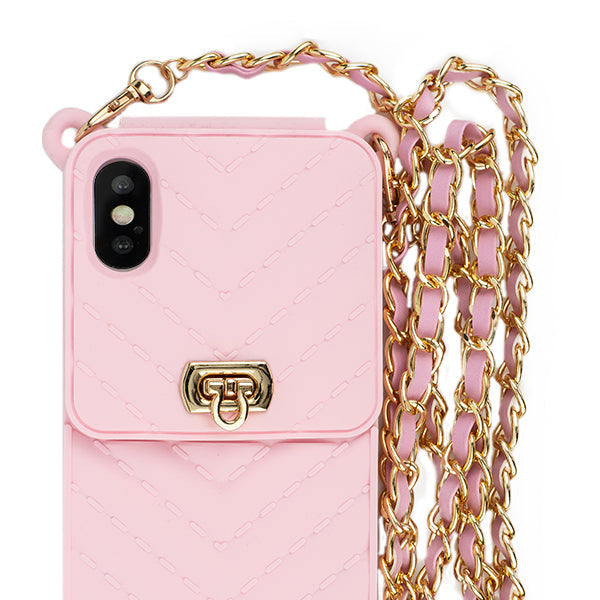 Crossbody Silicone Pouch Pink Iphone 10