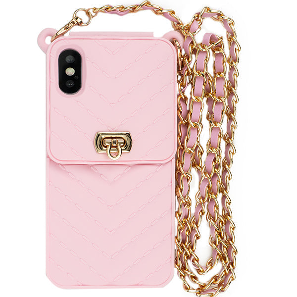 Crossbody Silicone Pouch Pink Iphone 10