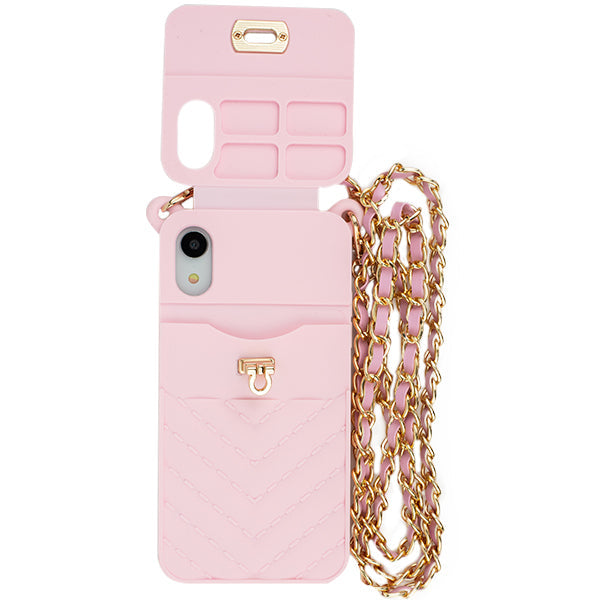 Crossbody Silicone Pouch Pink Iphone XR