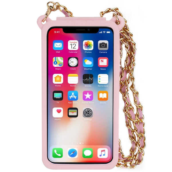 Crossbody Silicone Pouch Pink Iphone 10