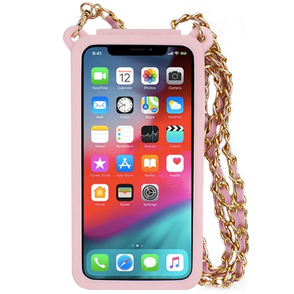 Crossbody Silicone Pouch Pink Iphone XR
