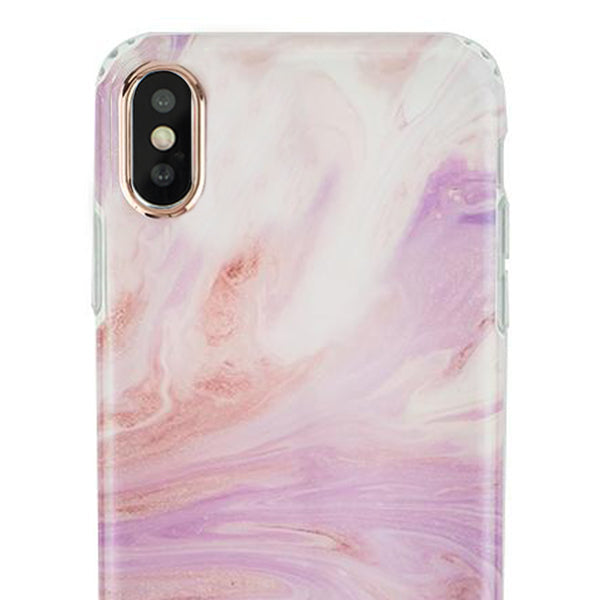 Marble Light Pink Swirl Rose Gold Trim Case Iphone 10/X/XS