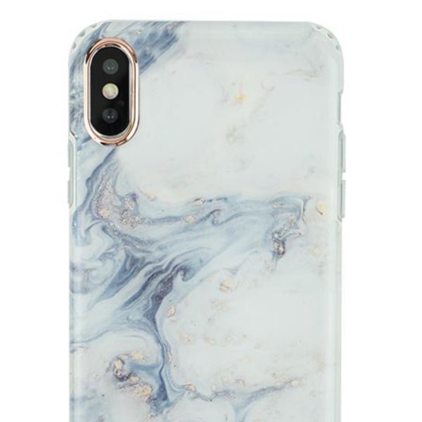 Marble Light Blue Swirl Rose Gold Trim Case Iphone 10/X/XS