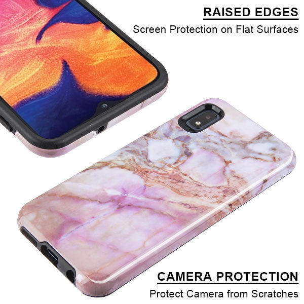 Marble Hybrid Purple Peach Case Samsung A10E - Bling Cases.com