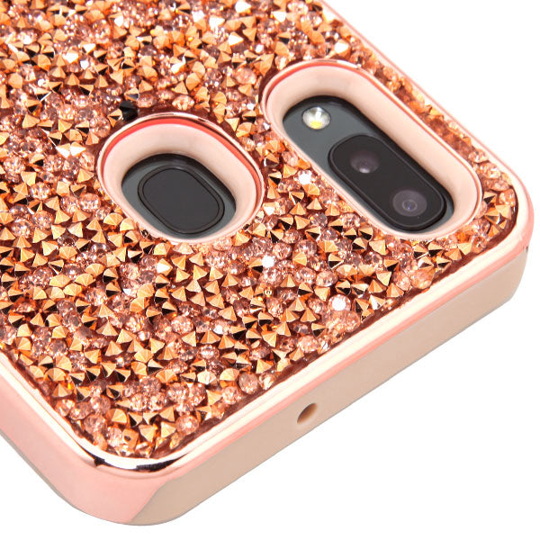 Hybrid Bling Rose Gold Case Samsung A20/50 - Bling Cases.com