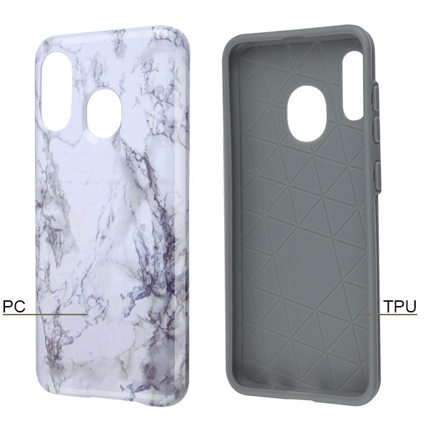 Hybrid Marble White Grey Case Samsung A20/A50 - Bling Cases.com