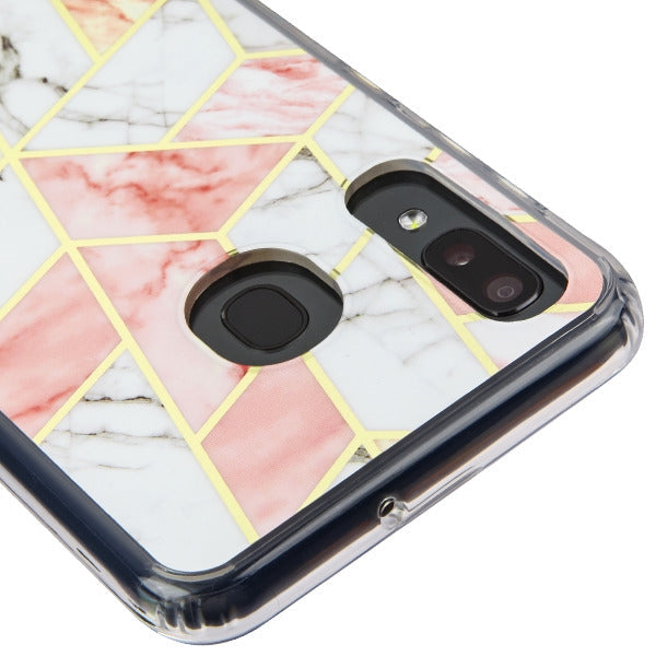 Marble Pink White Case Samsung A20/A50 - Bling Cases.com