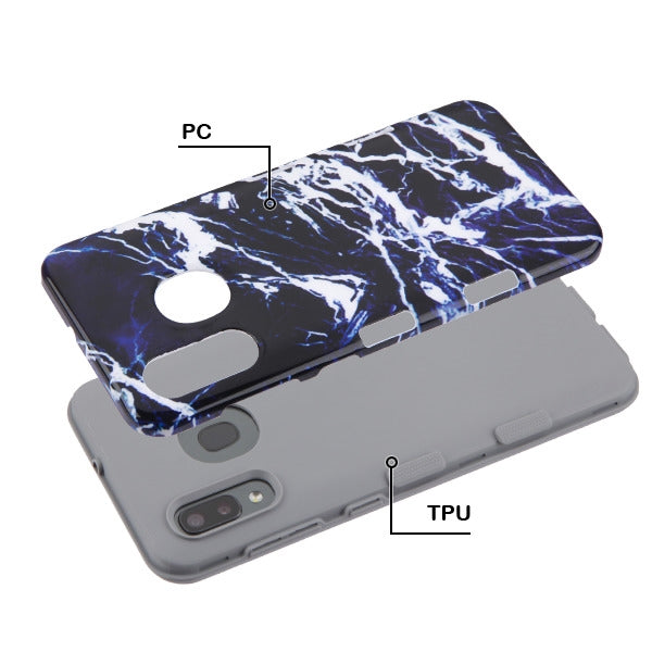 Marble Hybrid Blue Black Case Samsung A20/50 - Bling Cases.com