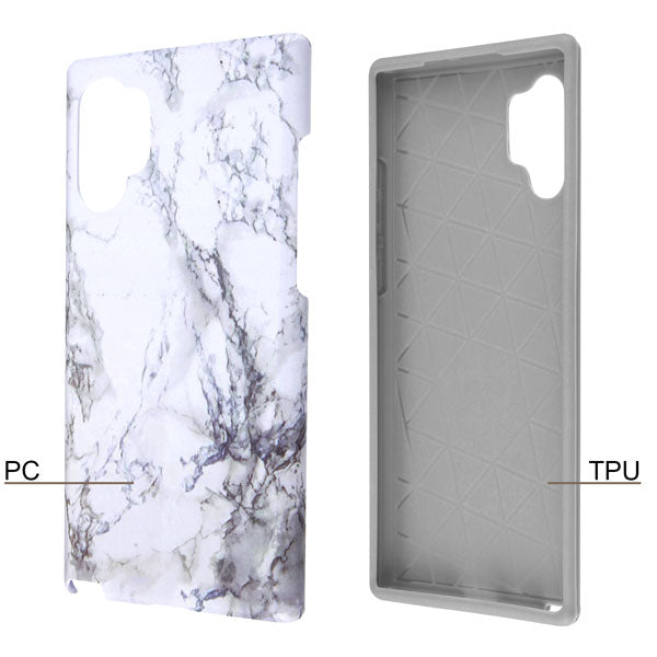 Marble Hybrid White Grey Case Note 10 Plus - Bling Cases.com