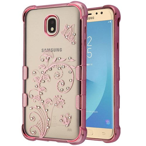 Lilies Flowers Rose Gold Clear Skin J7 2018 - Bling Cases.com
