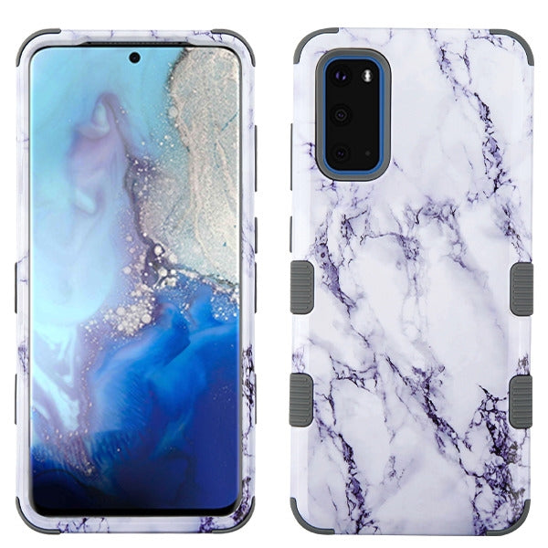 Hybrid Marble White Grey Samsung S20 - Bling Cases.com