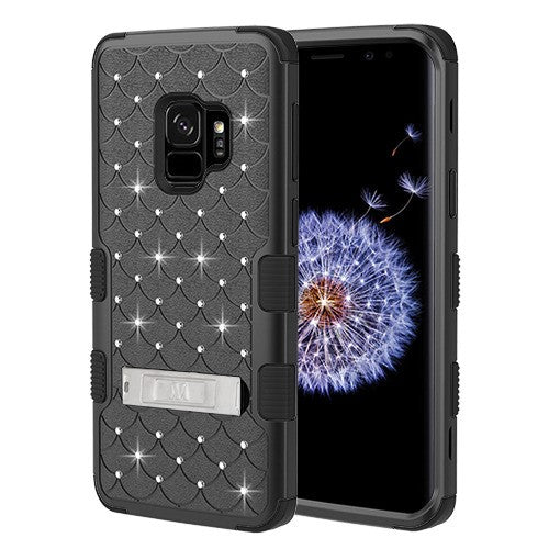 Bling Hybrid Kickstand Case Black Samsung S9 Plus - Bling Cases.com