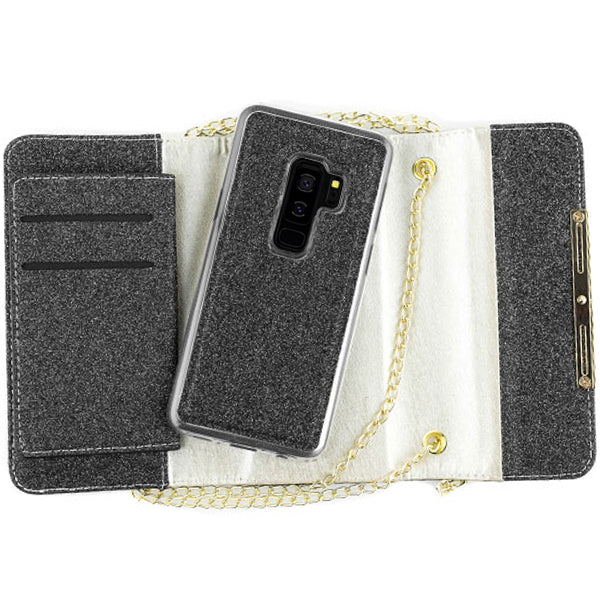 Glitter Detachable Purse Black S9 Plus